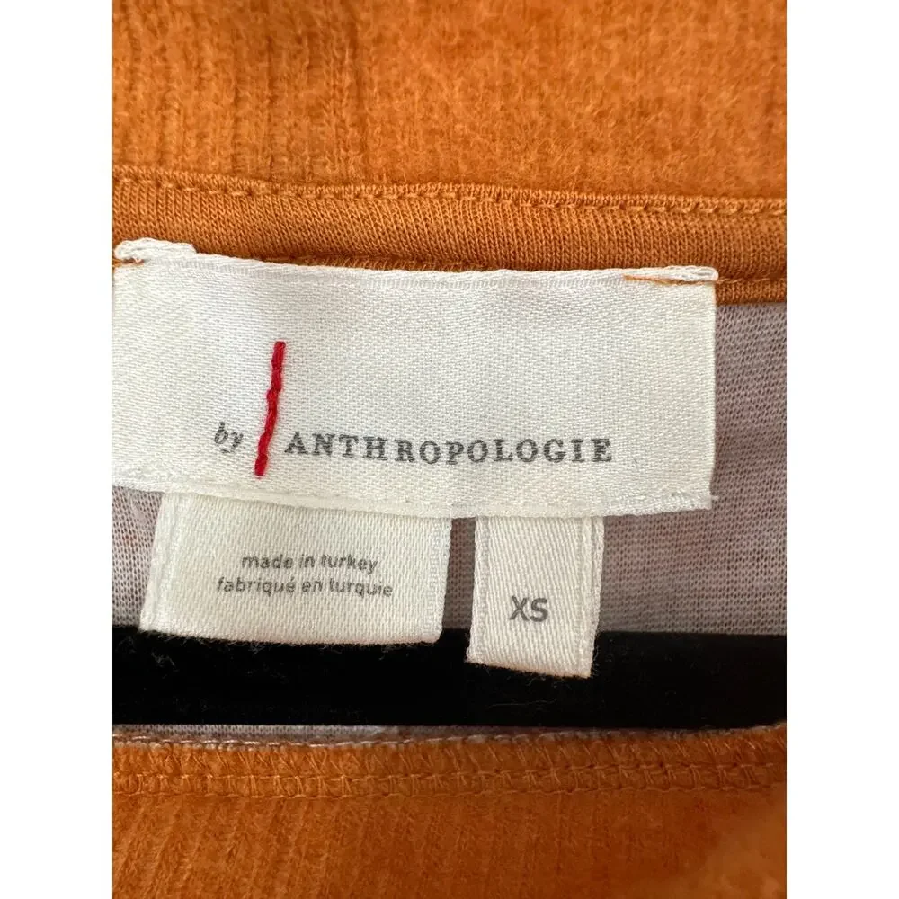 Anthropologie Sweater Womens XS Orange Oversized Boxy Cozy Pullover Stretch